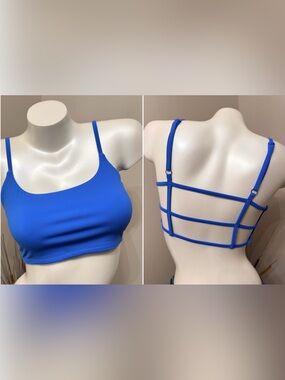 RARE Garage Women's Strappy Cage Back Sports Bra Bralette Royal Blue Sz small